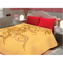 solid color flower print & carved cheap polyester blanket